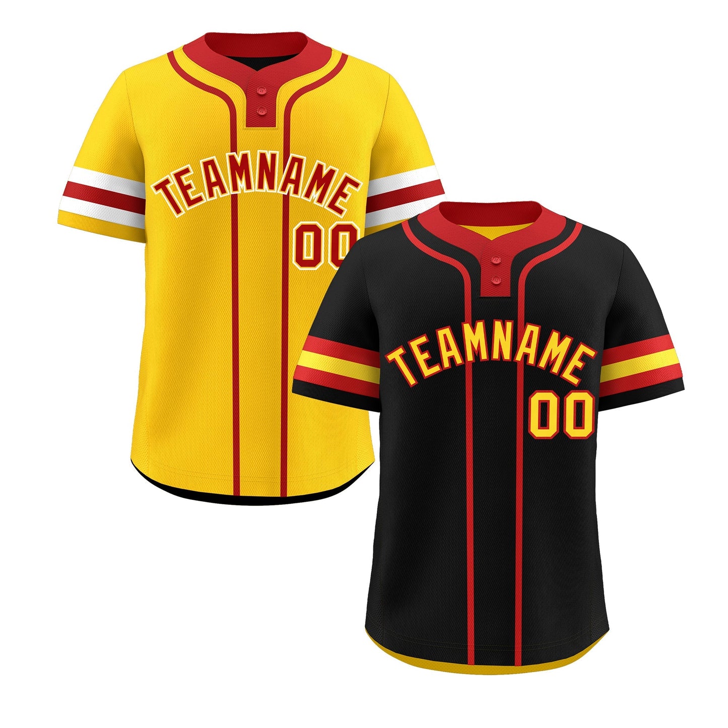 Custom Red Gold White Reversible Baseball Jersey Classic Style Two-Button Team Uniform