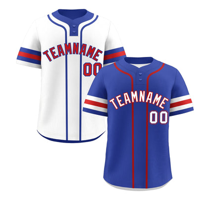 Custom White Red Royal Blue Reversible Baseball Jersey Classic Style Two-Button Team Uniform