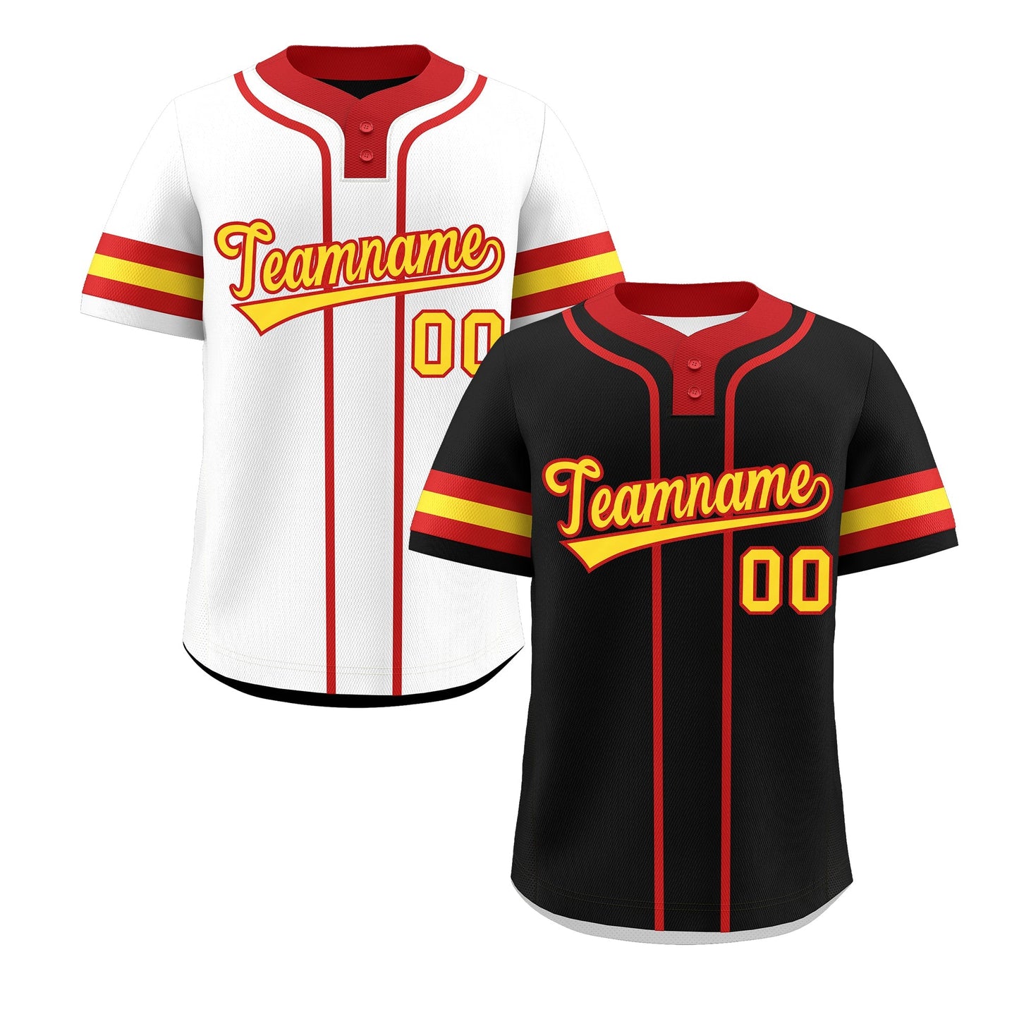 Custom Red Gold Reversible Baseball Jersey Classic Style Two-Button Team Uniform