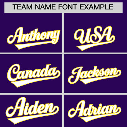 Custom White Gold Purple Reversible Baseball Jersey Classic Style Two-Button Team Uniform