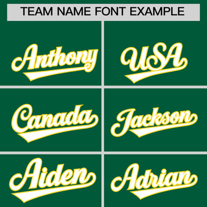 Custom White Gold Kelly Green Reversible Baseball Jersey Classic Style Two-Button Team Uniform