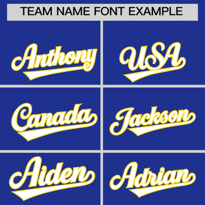 Custom White Gold Royal Blue Reversible Baseball Jersey Classic Style Two-Button Team Uniform