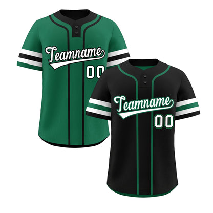 Custom White Kelly Green Black Reversible Baseball Jersey Classic Style Two-Button Team Uniform