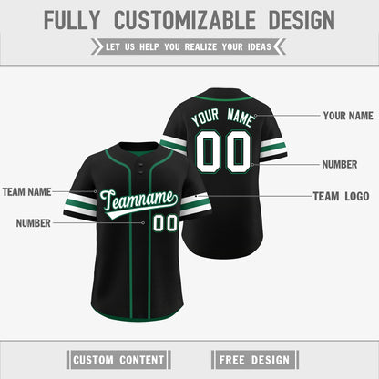 Custom White Kelly Green Black Reversible Baseball Jersey Classic Style Two-Button Team Uniform