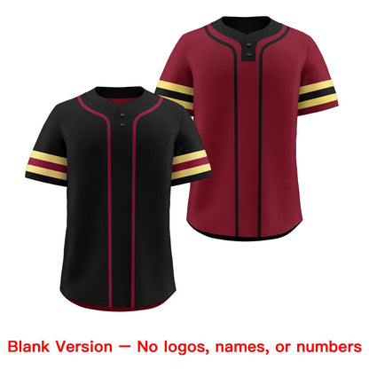 Custom Khaki Crimson Black Reversible Baseball Jersey Classic Style Two-Button Team Uniform