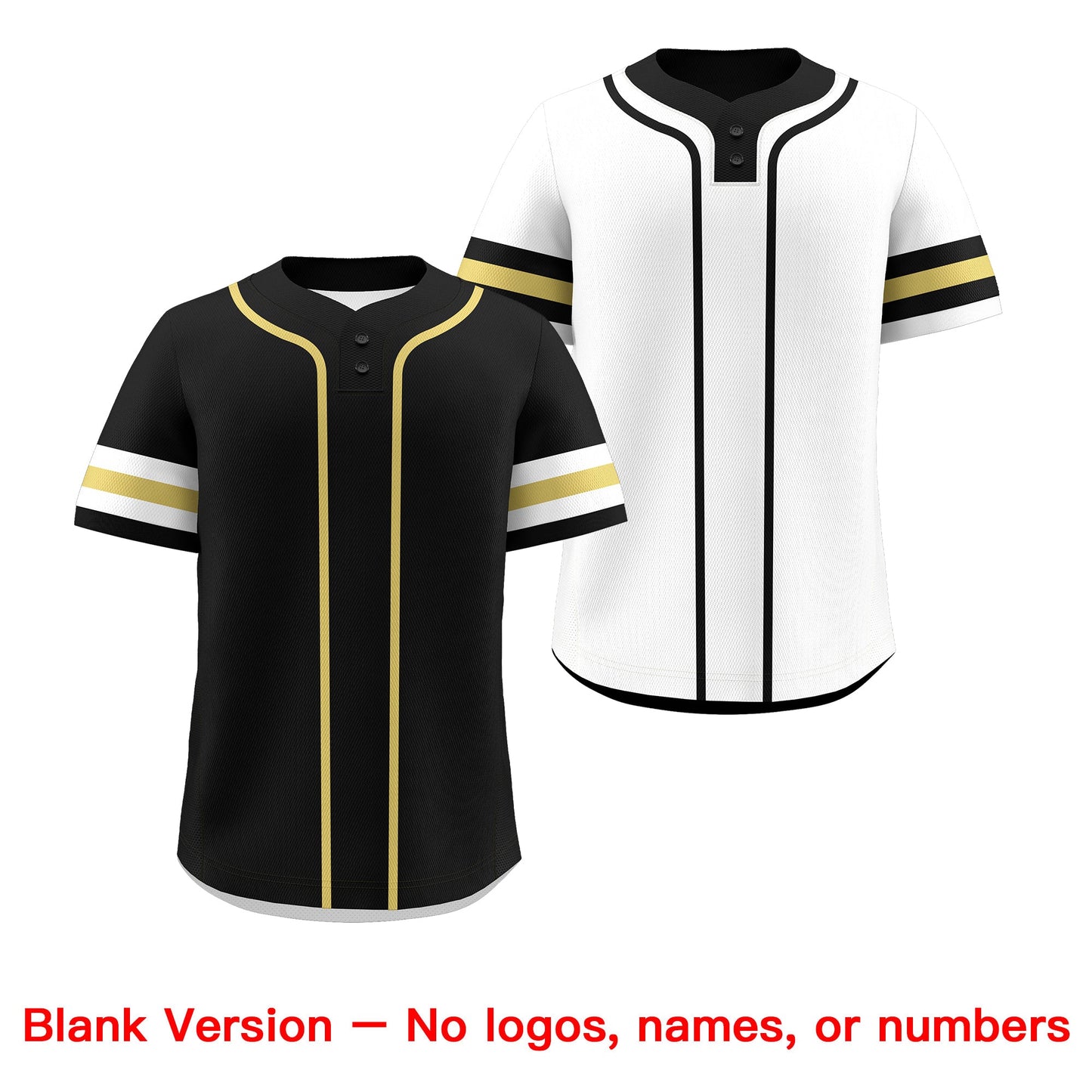 Custom White Old Gold Black Reversible Baseball Jersey Classic Style Two-Button Team Uniform