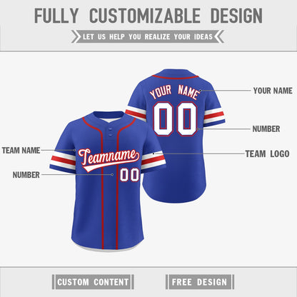 Custom White Red Royal Blue Reversible Baseball Jersey Classic Style Two-Button Team Uniform