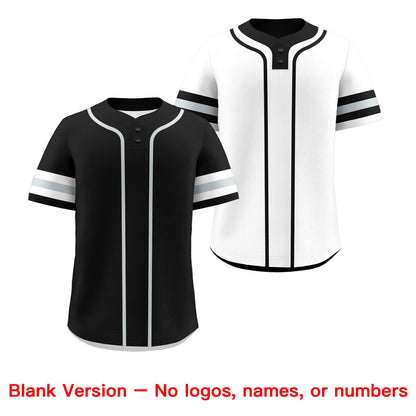 Custom White Silver Black Reversible Baseball Jersey Classic Style Two-Button Team Uniform