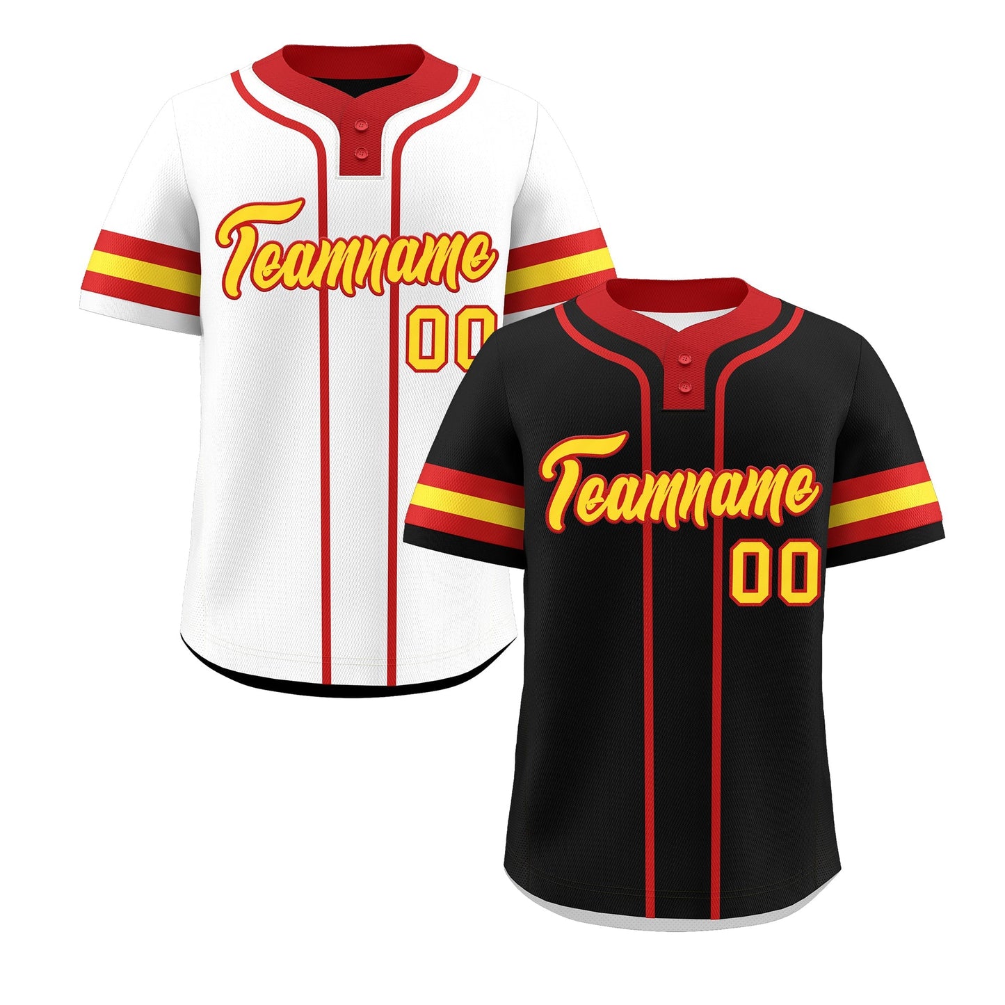 Custom Red Gold Reversible Baseball Jersey Classic Style Two-Button Team Uniform