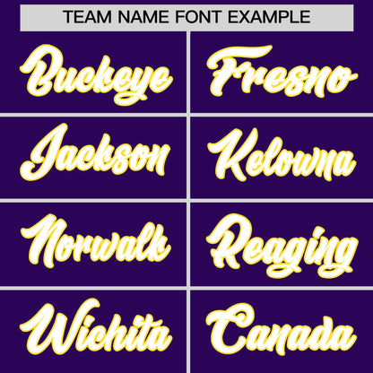 Custom White Gold Purple Reversible Baseball Jersey Classic Style Two-Button Team Uniform