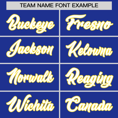 Custom White Gold Royal Blue Reversible Baseball Jersey Classic Style Two-Button Team Uniform