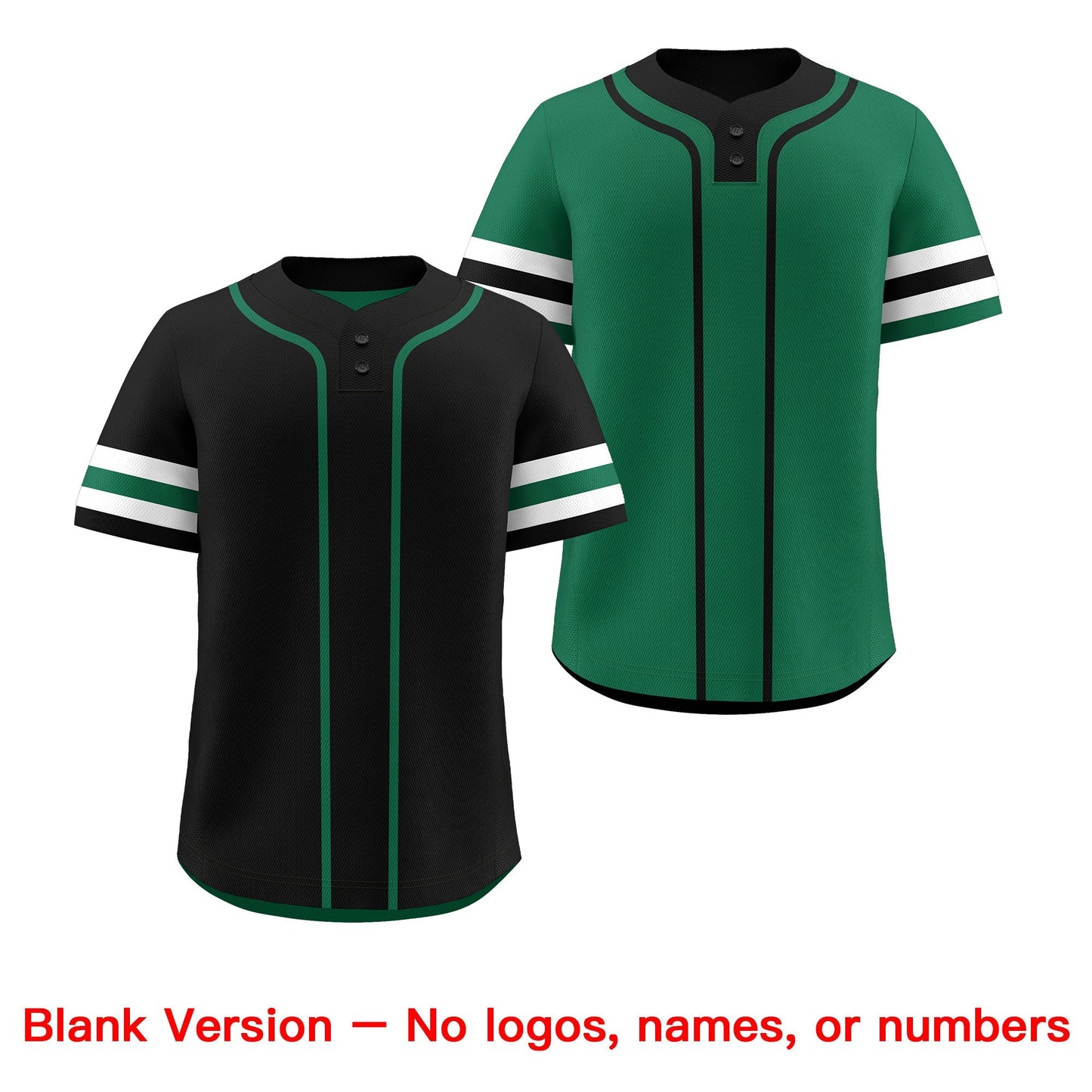 Custom White Kelly Green Black Reversible Baseball Jersey Classic Style Two-Button Team Uniform