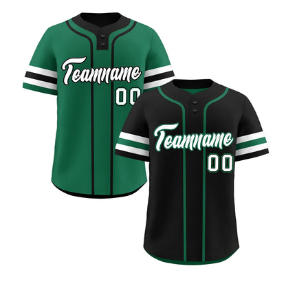 Custom White Kelly Green Black Reversible Baseball Jersey Classic Style Two-Button Team Uniform