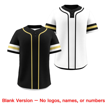 Custom White Old Gold Black Reversible Baseball Jersey Classic Style Two-Button Team Uniform