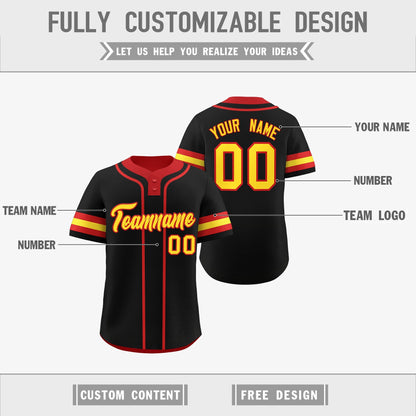 Custom Red Gold White Reversible Baseball Jersey Classic Style Two-Button Team Uniform