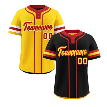 Custom Red Gold White Reversible Baseball Jersey Classic Style Two-Button Team Uniform