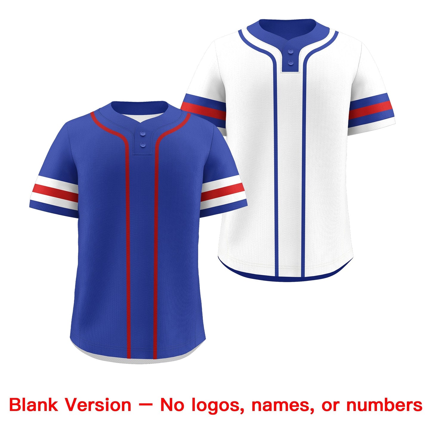 Custom White Red Royal Blue Reversible Baseball Jersey Classic Style Two-Button Team Uniform