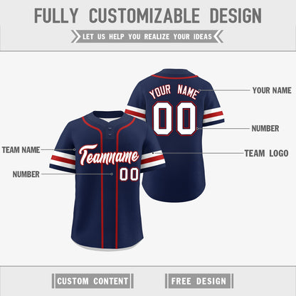 Custom White Red Navy Reversible Baseball Jersey Classic Style Two-Button Team Uniform