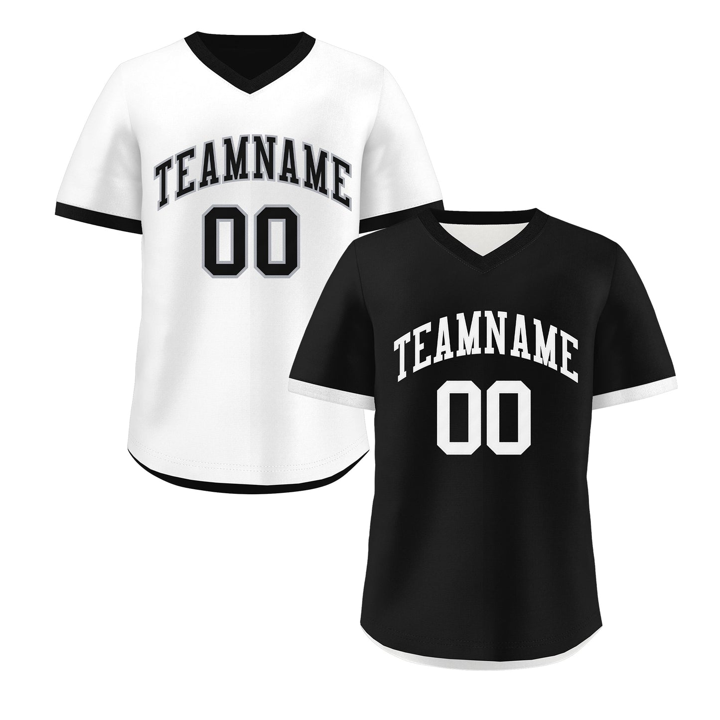 Custom Black White Reversible Pullover Baseball Jersey Classic Style Breathable