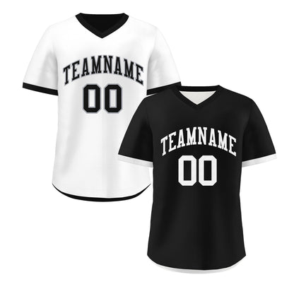 Custom Black White Reversible Pullover Baseball Jersey Classic Style Breathable