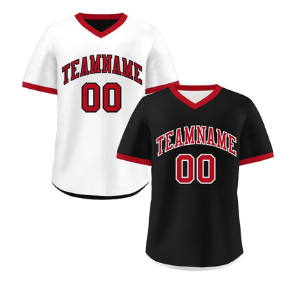 Custom White Black Red Reversible Pullover Baseball Jersey Classic Style Quick Dry