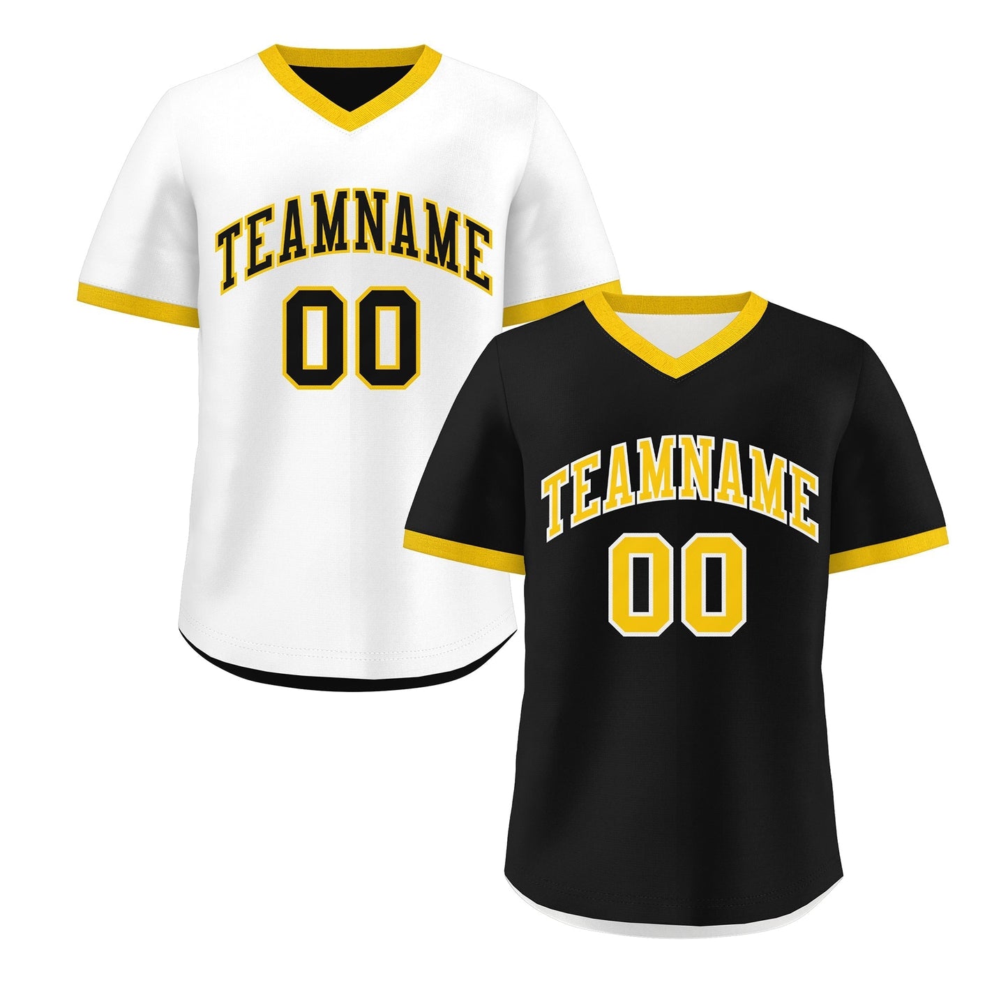 Custom White Black Gold Reversible Pullover Baseball Jersey Classic Style Lightweight
