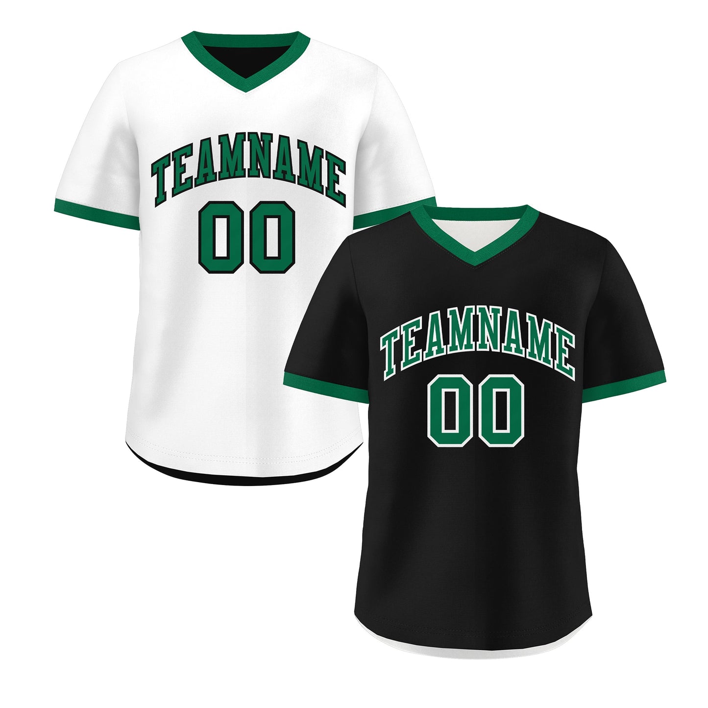 Custom White Black Kelly Green Reversible Pullover Baseball Jersey Classic Style Breathable
