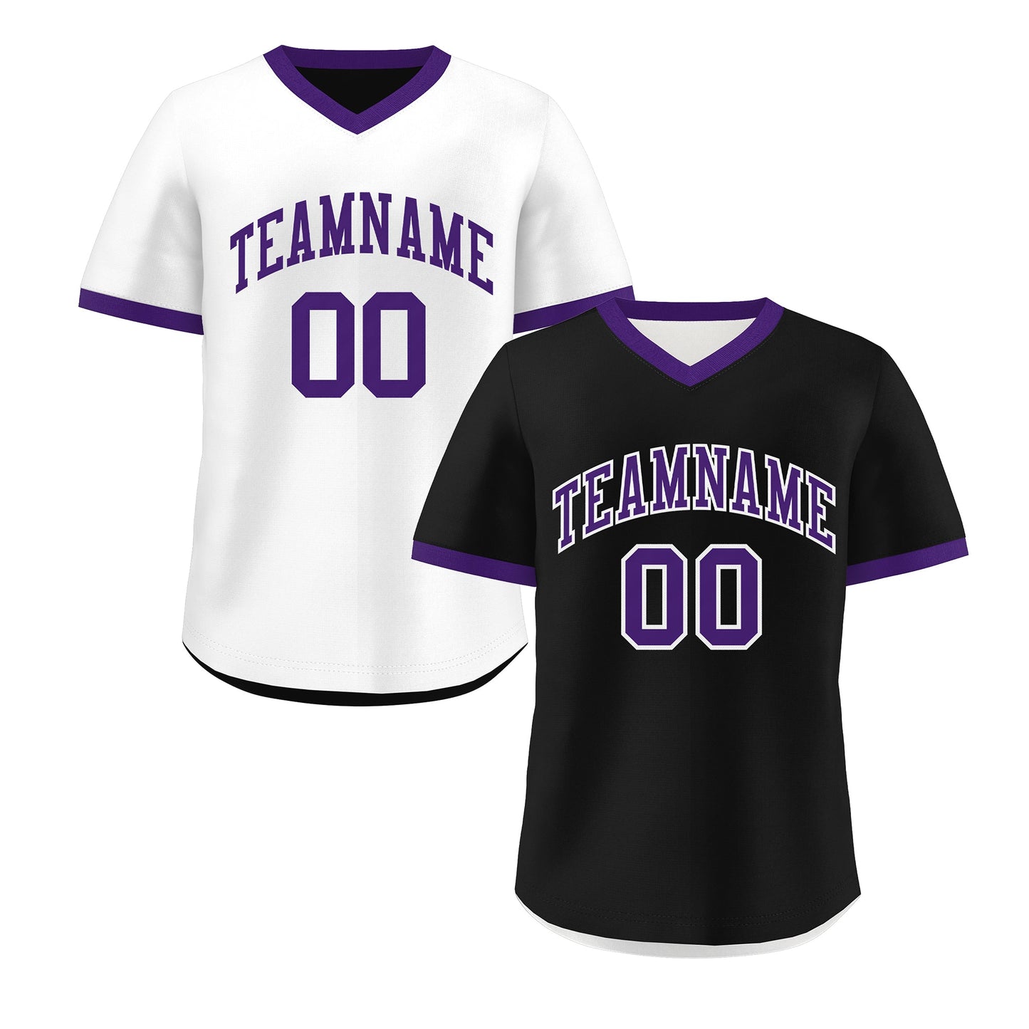 Custom White Black Purple Reversible Pullover Baseball Jersey Classic Style Quick Dry