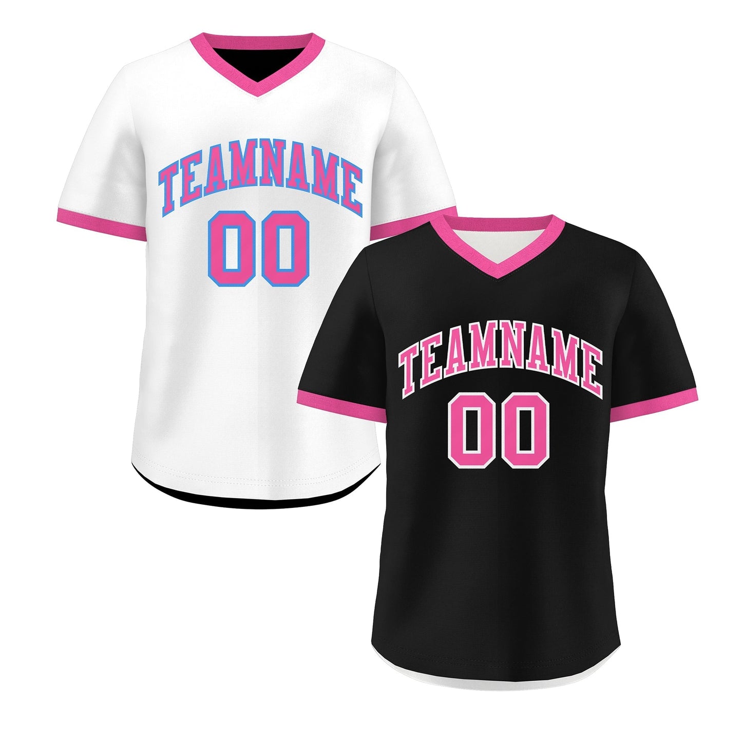 Custom White Black Pink Reversible Pullover Baseball Jersey Classic Style Breathable