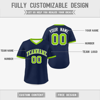 Custom White Navy Neon Green Reversible Pullover Baseball Jersey Classic Style Quick Dry