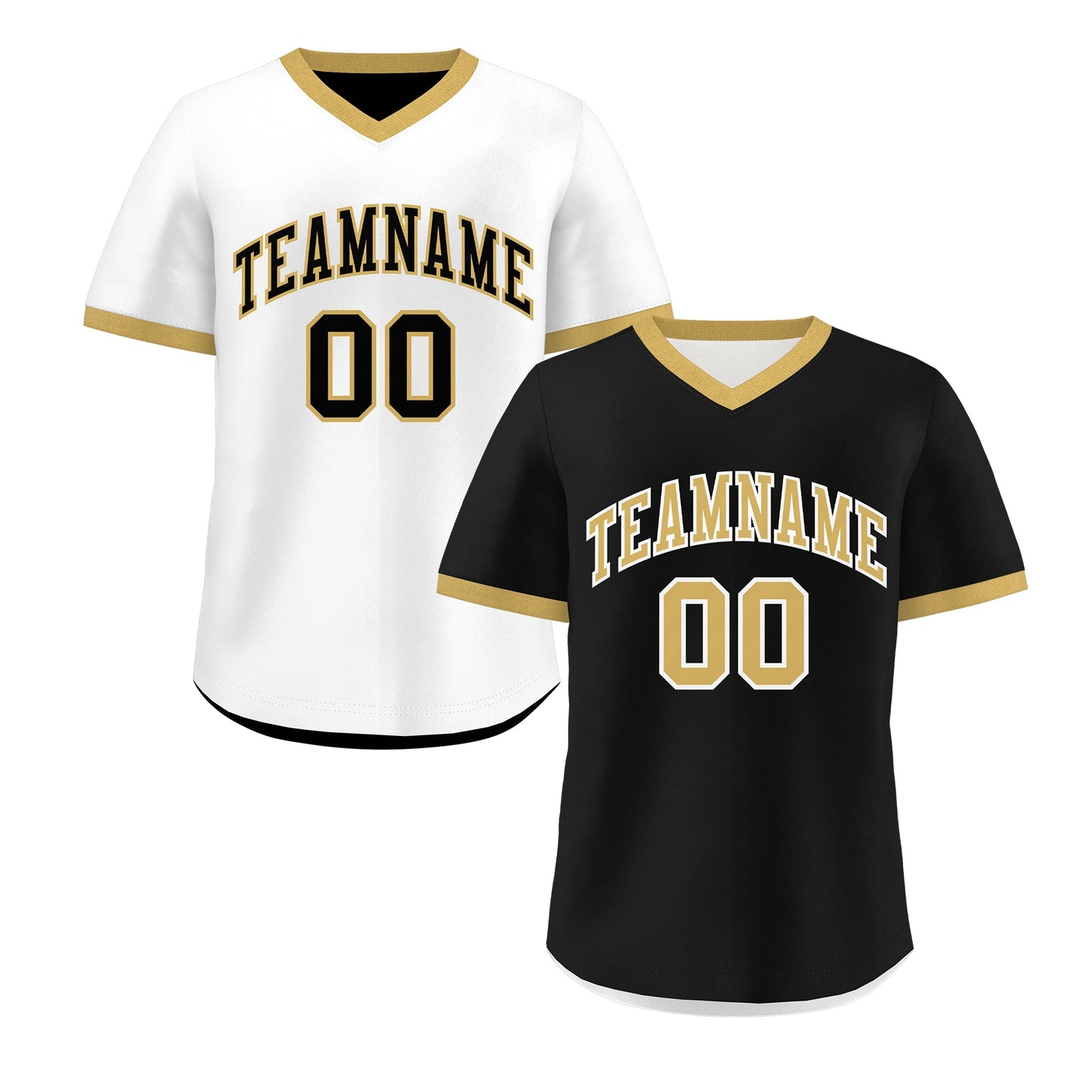 Custom White Black Old Gold Reversible Pullover Baseball Jersey Classic Style Lightweight