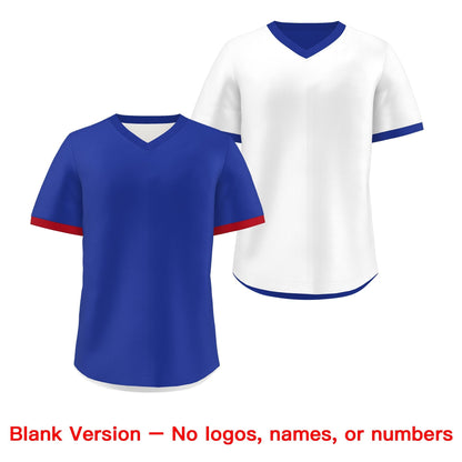 Custom Royal Blue White Red Reversible Pullover Baseball Jersey Classic Style Breathable