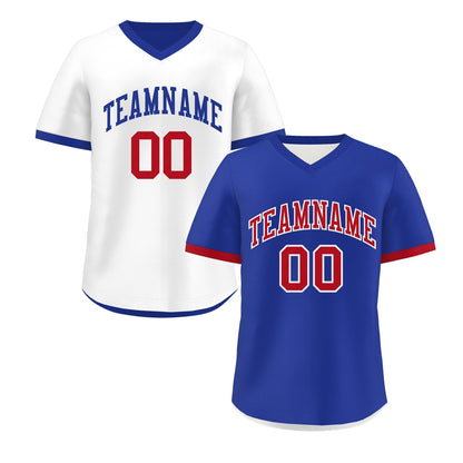 Custom Royal Blue White Red Reversible Pullover Baseball Jersey Classic Style Breathable