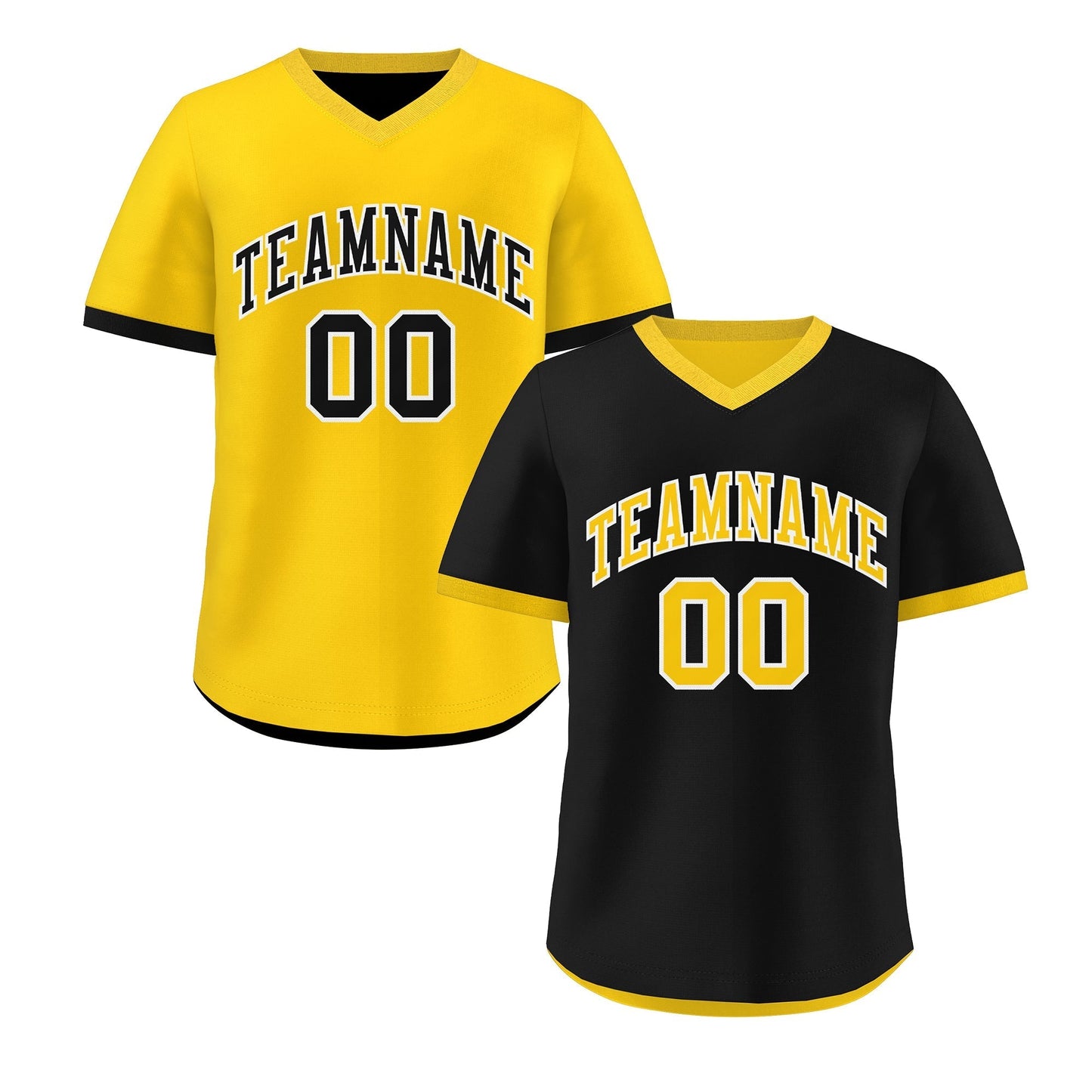 Custom Gold Black Reversible Pullover Baseball Jersey Classic Style Quick Dry