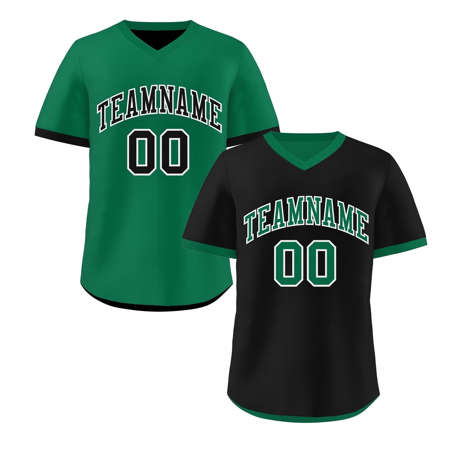 Custom Kelly Green Black Reversible Pullover Baseball Jersey Classic Style Lightweight