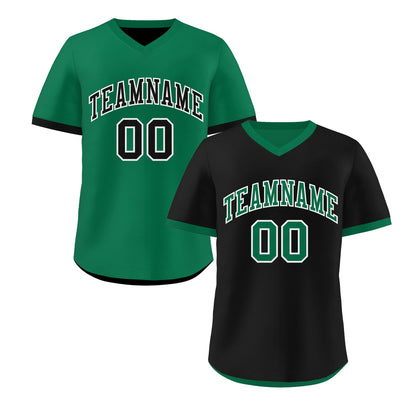 Custom Kelly Green Black Reversible Pullover Baseball Jersey Classic Style Lightweight