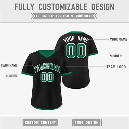 Custom Kelly Green Black Reversible Pullover Baseball Jersey Classic Style Lightweight