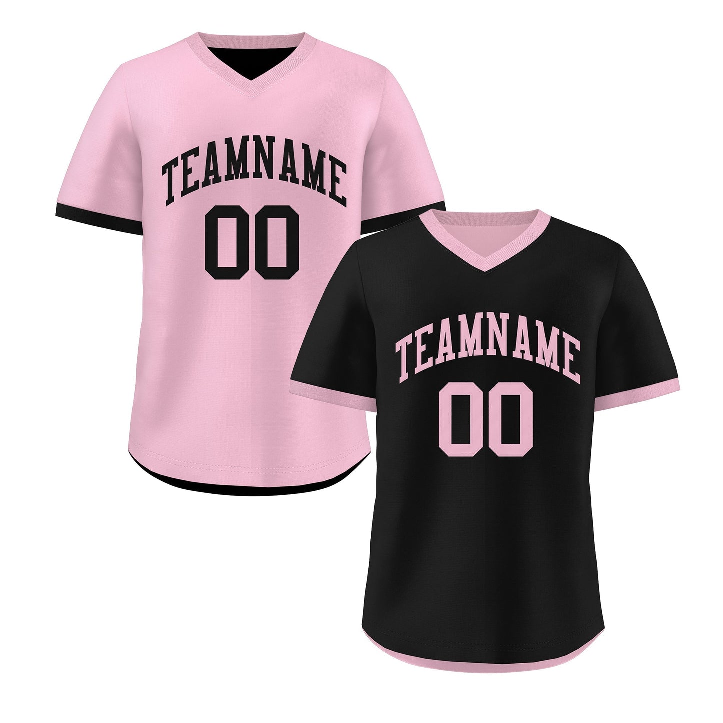 Custom Light Pink Black Reversible Pullover Baseball Jersey Classic Style Breathable
