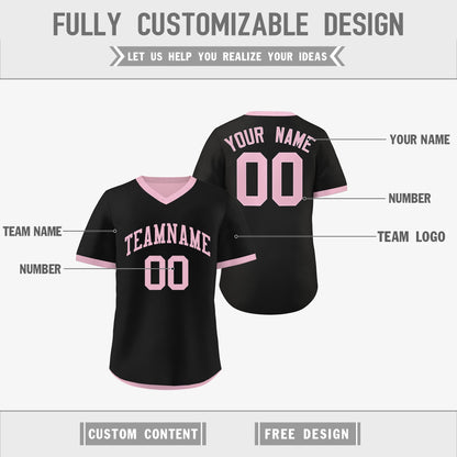 Custom Light Pink Black Reversible Pullover Baseball Jersey Classic Style Breathable