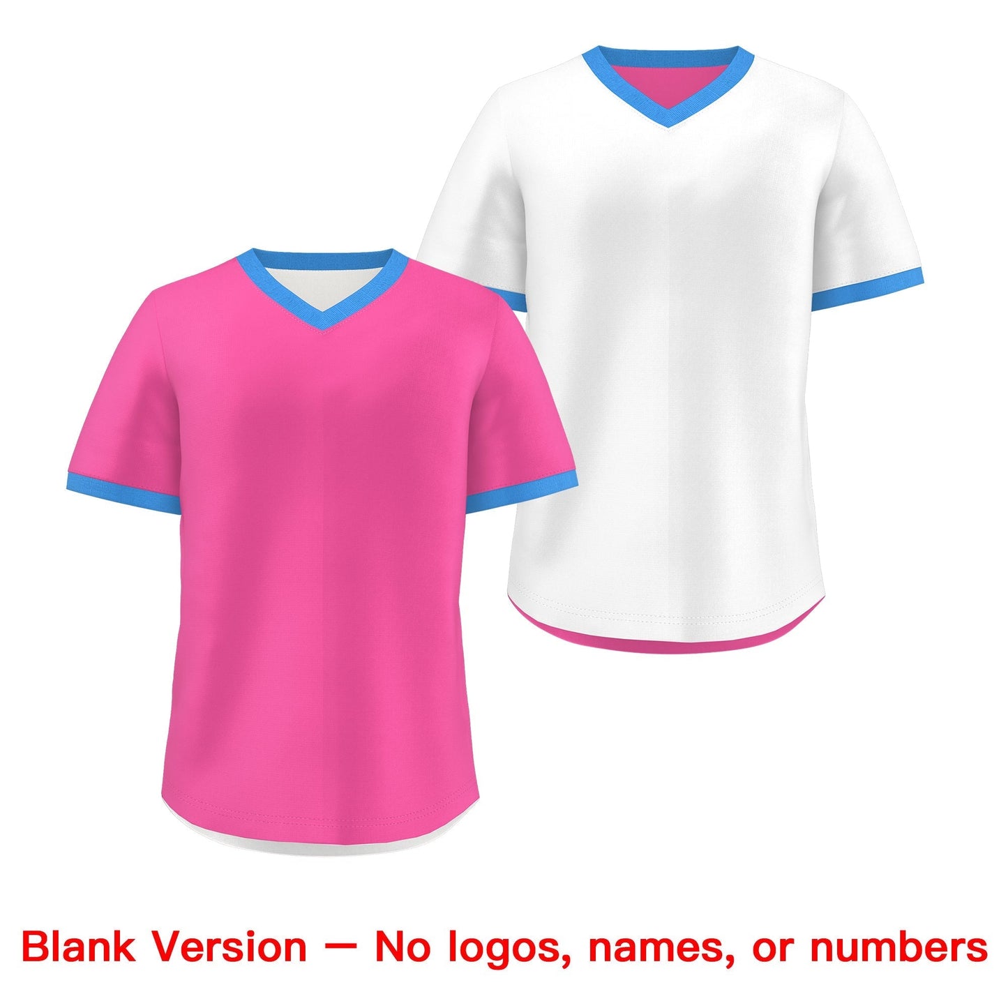 Custom White Pink Powder Blue Reversible Pullover Baseball Jersey Classic Style Quick Dry