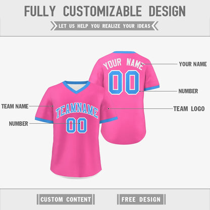 Custom White Pink Powder Blue Reversible Pullover Baseball Jersey Classic Style Quick Dry