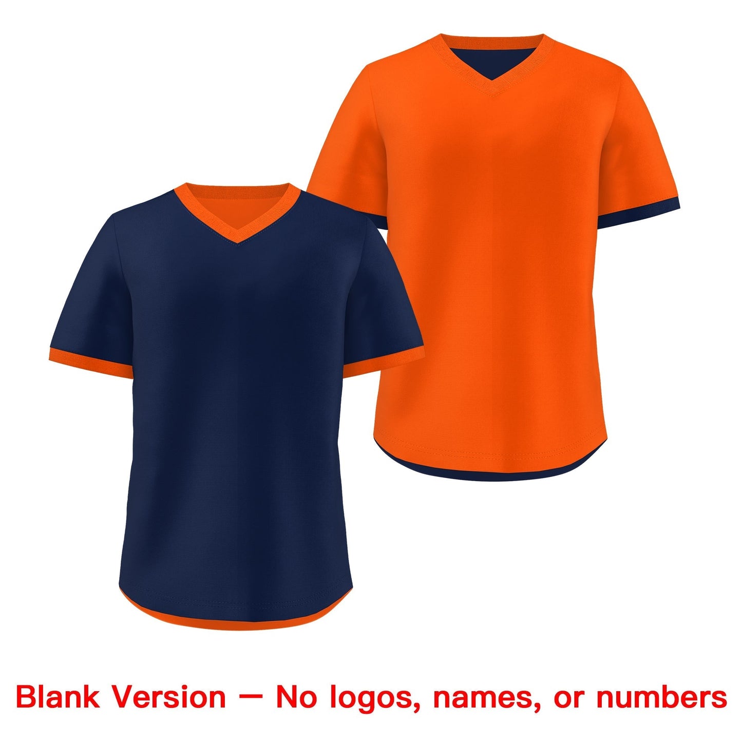 Custom Navy Orange Reversible Pullover Baseball Jersey Classic Style Breathable