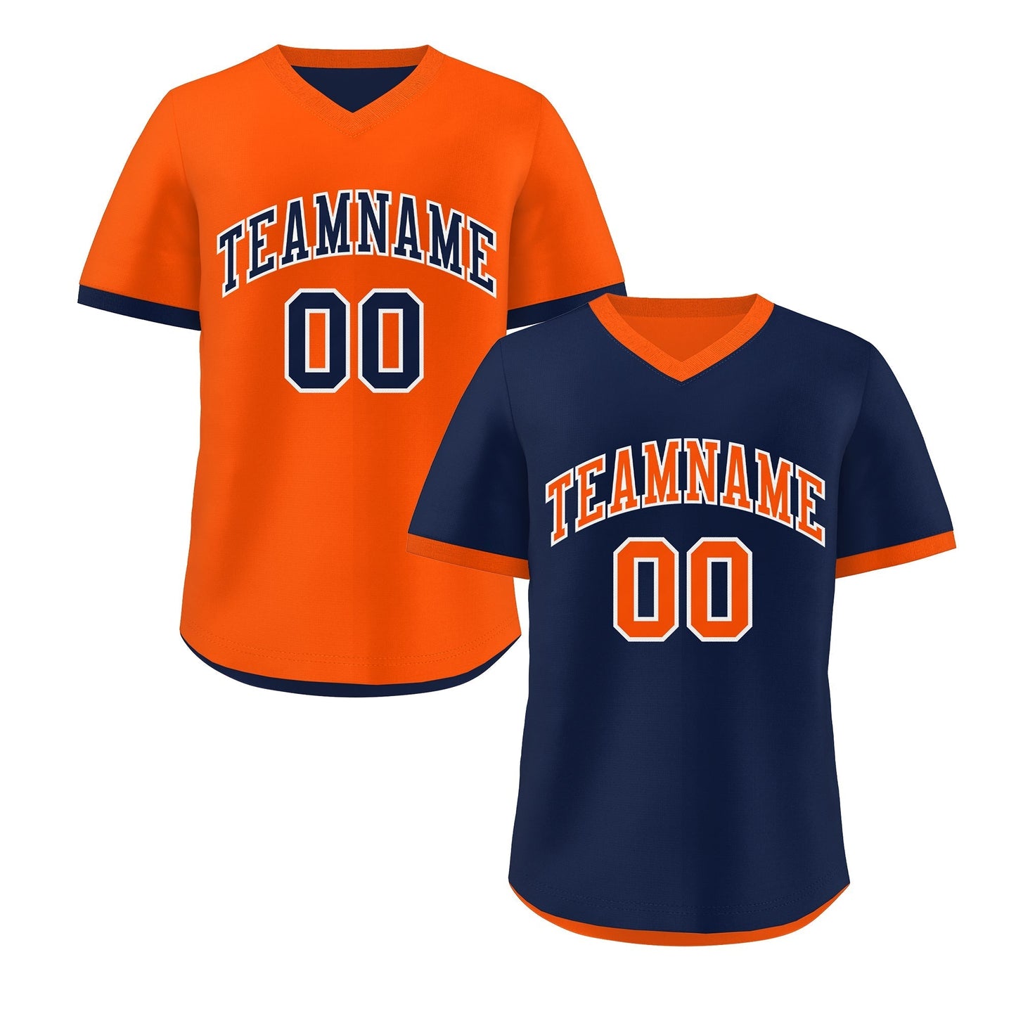 Custom Navy Orange Reversible Pullover Baseball Jersey Classic Style Breathable