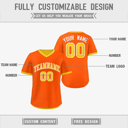 Custom Gold Orange Reversible Pullover Baseball Jersey Classic Style Lightweight