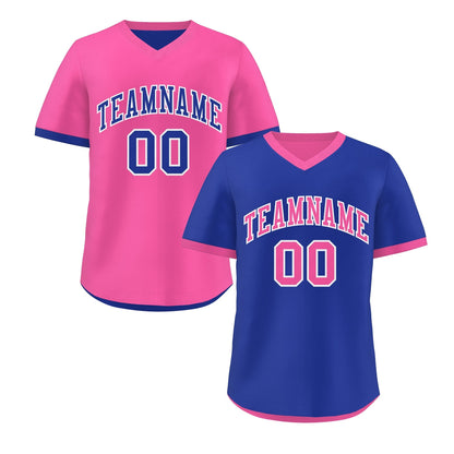 Custom Pink Royal Blue Reversible Pullover Baseball Jersey Classic Style Quick Dry