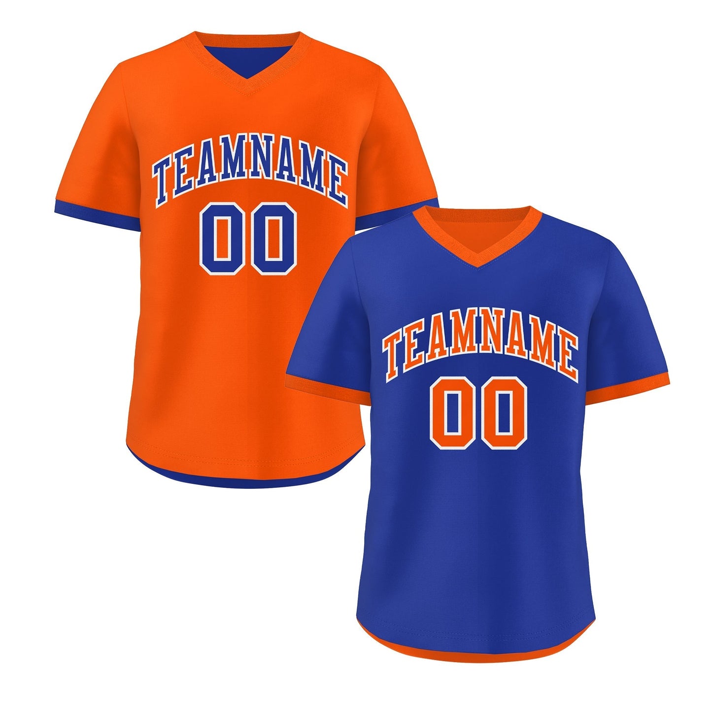 Custom Royal Blue Orange Reversible Pullover Baseball Jersey Classic Style Lightweight