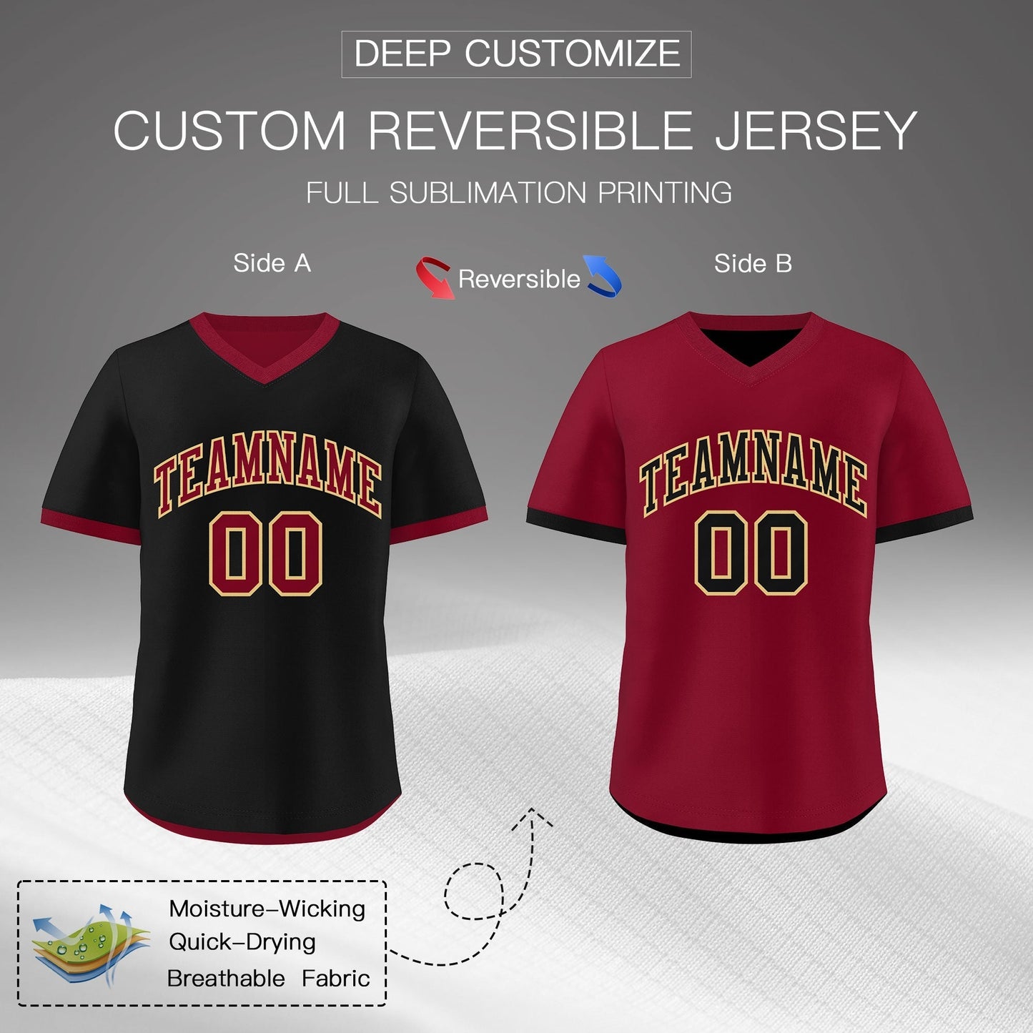 Custom Crimson Khaki Reversible Pullover Baseball Jersey Classic Style Lightweight