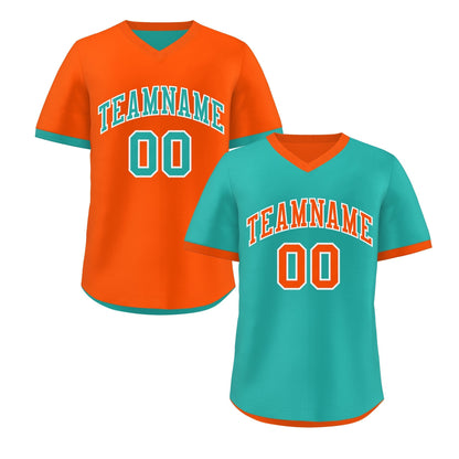 Custom Neon Green Orange Reversible Pullover Baseball Jersey Classic Style Breathable
