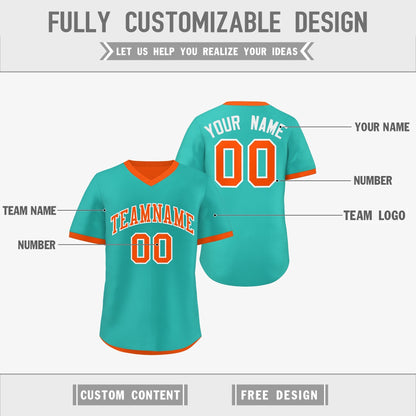 Custom Neon Green Orange Reversible Pullover Baseball Jersey Classic Style Breathable