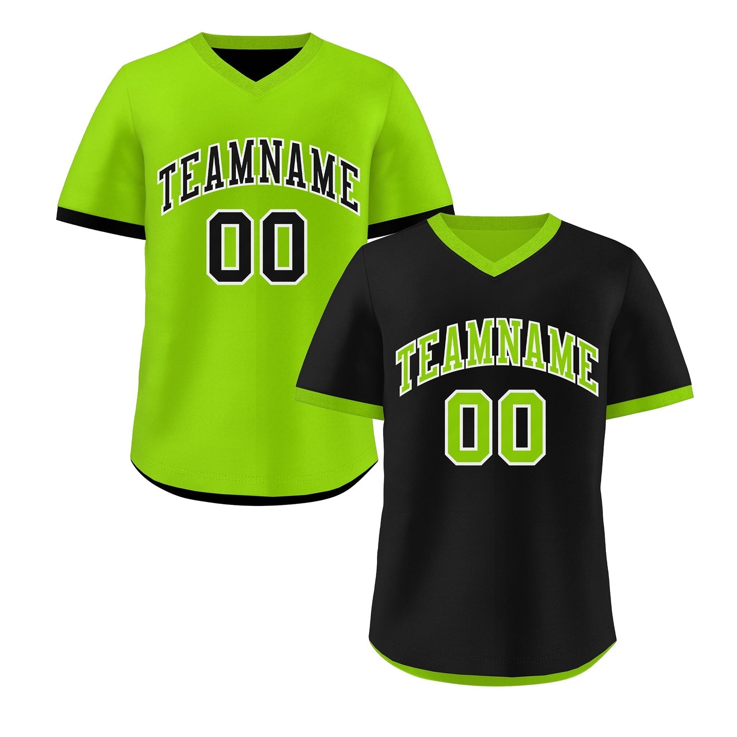 Custom Neon Green Black Reversible Pullover Baseball Jersey Classic Style Quick Dry